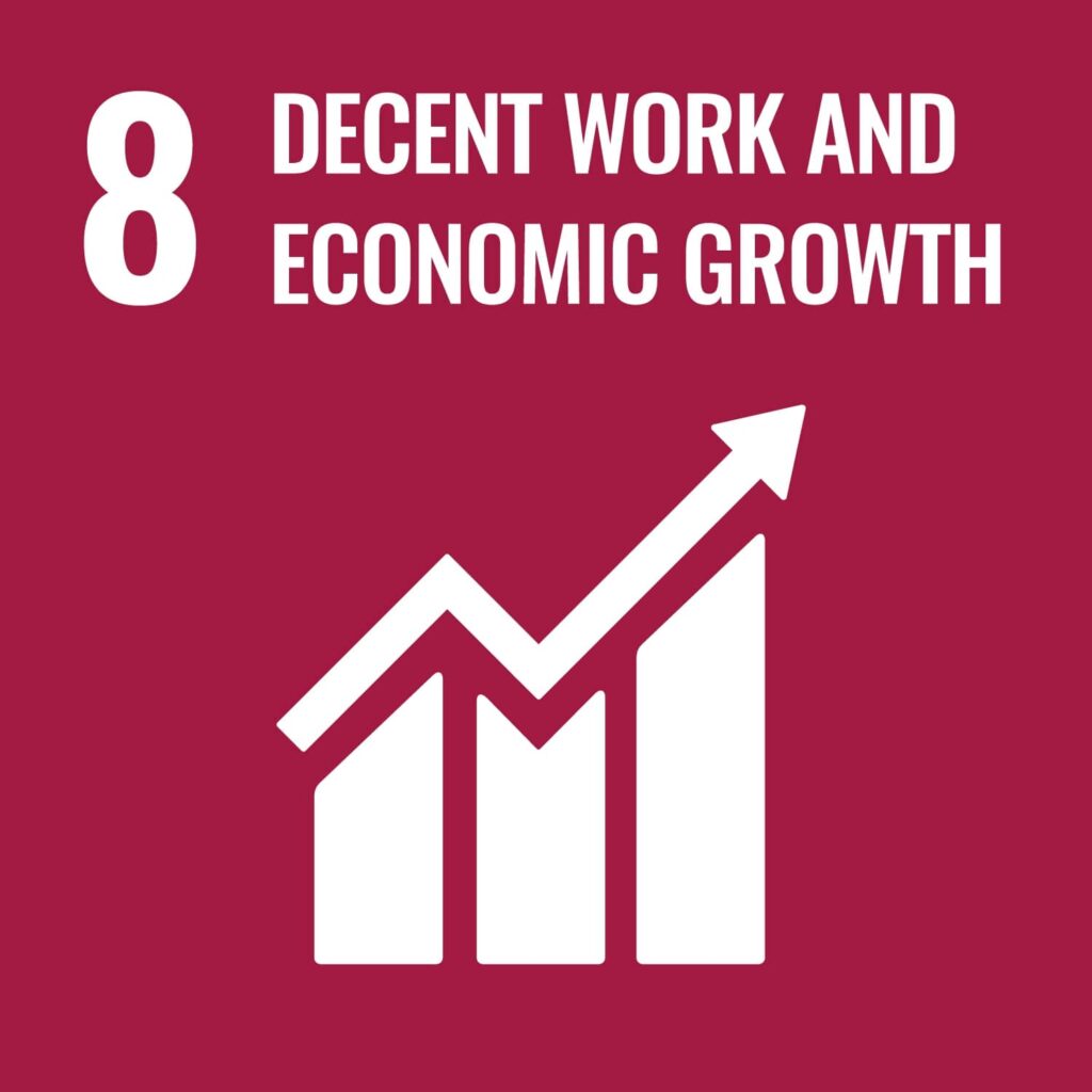 Visual icon for SDG 8, decent work and economic growth